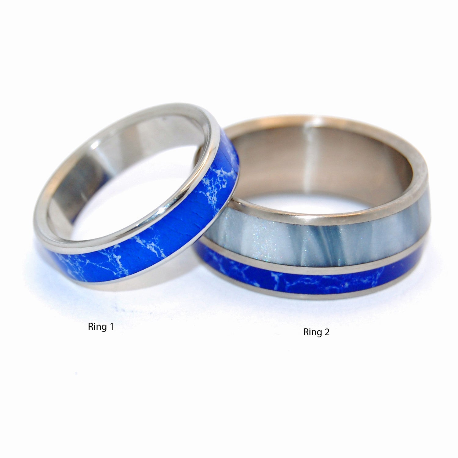 We'll Always Be Where Blue Stars Shine | Stone And Titanium Wedding Ring Set - Minter and Richter Designs