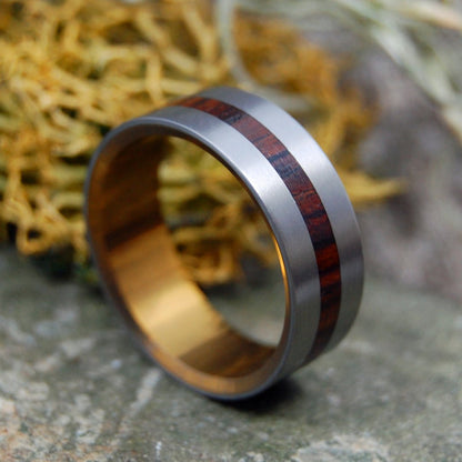 When Lightning Strikes Satin | Men's Cocobolo Wood & Satin Wedding Ring - Minter and Richter Designs