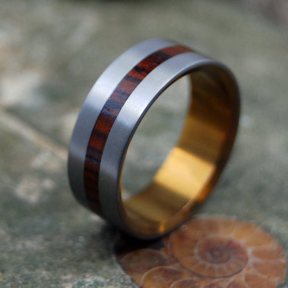 When Lightning Strikes Satin | Men's Cocobolo Wood & Satin Wedding Ring - Minter and Richter Designs