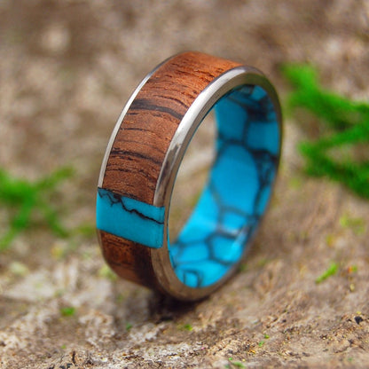 When We Met | Men's Koa Wood, Turquoise & Titanium Wedding Ring - Minter and Richter Designs