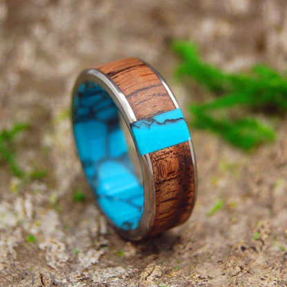 When We Met | Men's Koa Wood, Turquoise & Titanium Wedding Ring - Minter and Richter Designs