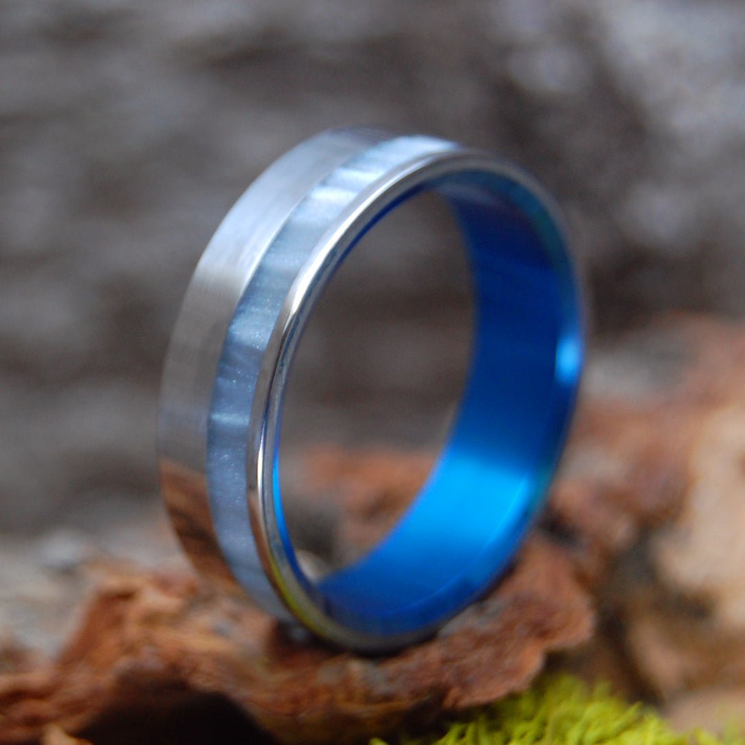 When You Entered | Men's Gray Pearl, Opalescent & Titanium Wedding Ring - Minter and Richter Designs