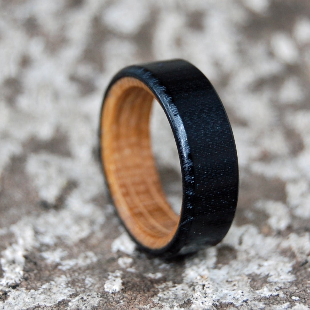 Whiskey And Carbon Fiber | Men's Whiskey Barrel Wood, Carbon Fiber & Titanium Wedding Ring - Minter and Richter Designs