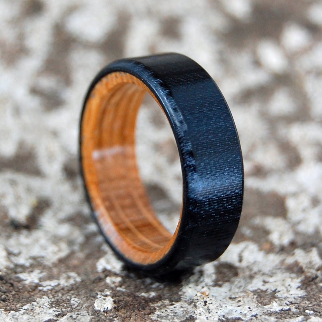 Whiskey And Carbon Fiber | Men's Whiskey Barrel Wood, Carbon Fiber & Titanium Wedding Ring - Minter and Richter Designs