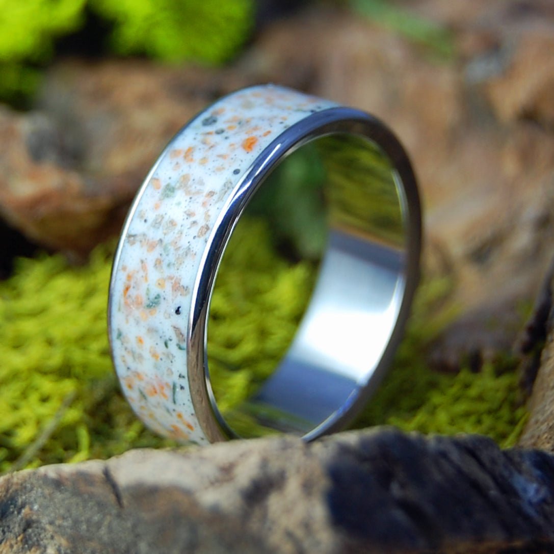 White Horse Beach Plymouth MA | Men's Beach Sand & Titanium Wedding Ring - Minter and Richter Designs