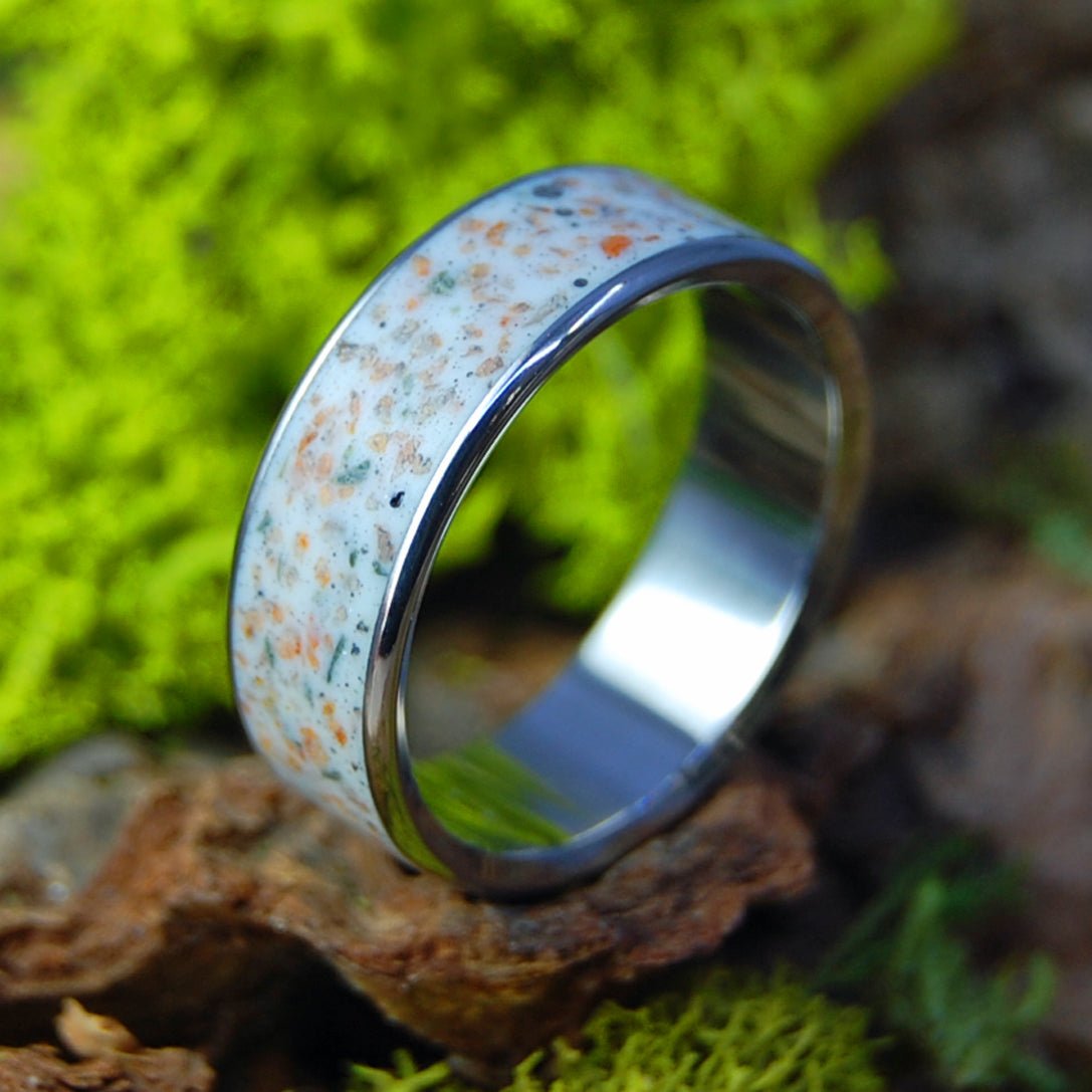 White Horse Beach Plymouth MA | Men's Beach Sand & Titanium Wedding Ring - Minter and Richter Designs