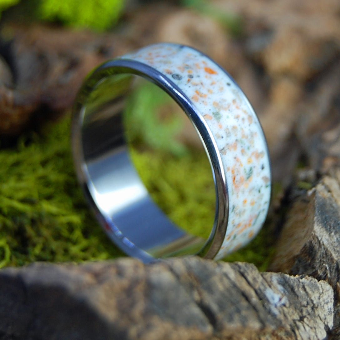 White Horse Beach Plymouth MA | Men's Beach Sand & Titanium Wedding Ring - Minter and Richter Designs