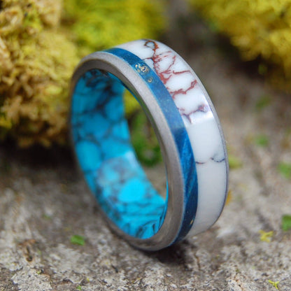 Wild Blue Heart | Men's Turquoise, Jasper Stone, & Wood Wedding Ring - Minter and Richter Designs