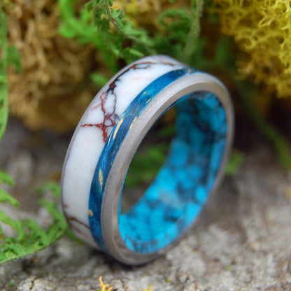 Wild Blue Heart | Men's Turquoise, Jasper Stone, & Wood Wedding Ring - Minter and Richter Designs