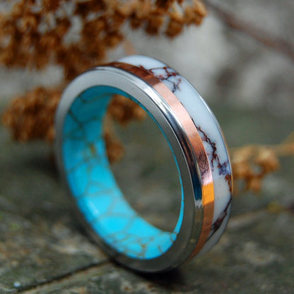 Wild Copper Lightning | Men's Copper, Jasper Stone, Turquoise & Titanium Wedding Ring - Minter and Richter Designs