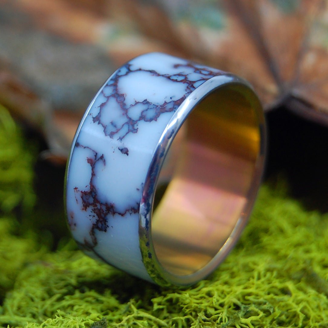 Wild Horse At Sunset | Men's Wild Horse Jasper Stone & Titanium Wedding Ring - Minter and Richter Designs