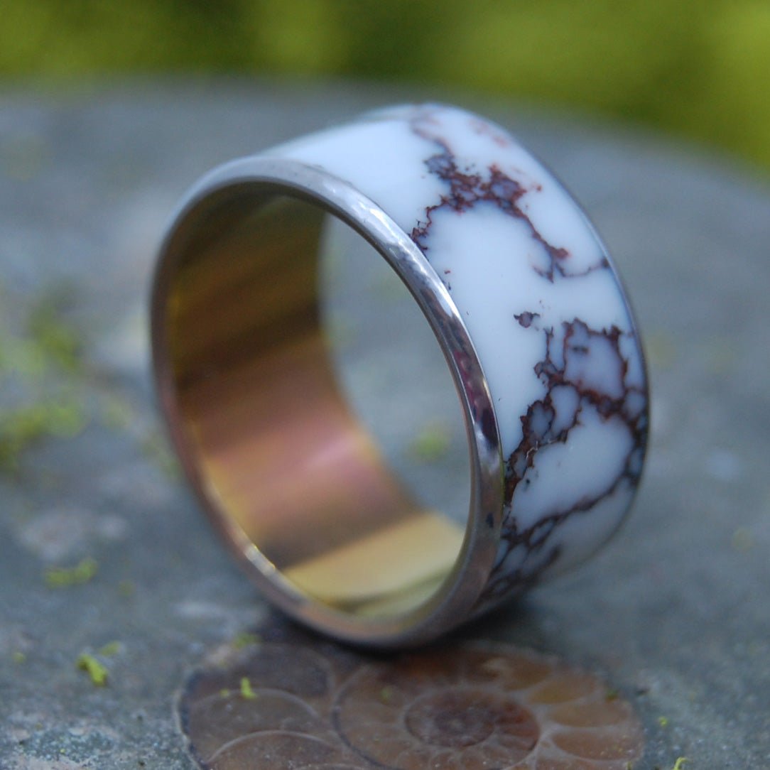 Wild Horse At Sunset | Men's Wild Horse Jasper Stone & Titanium Wedding Ring - Minter and Richter Designs