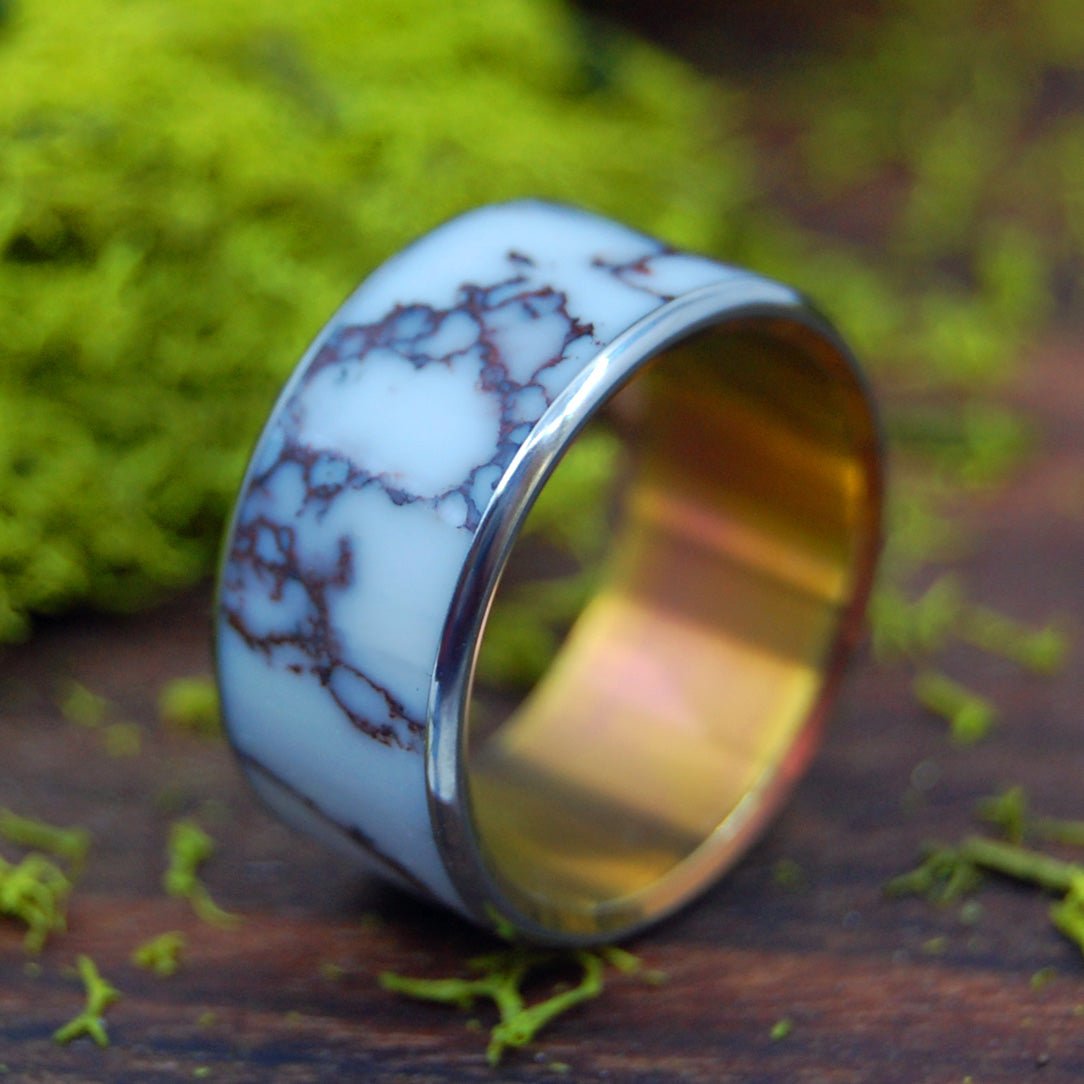 Wild Horse At Sunset | Men's Wild Horse Jasper Stone & Titanium Wedding Ring - Minter and Richter Designs