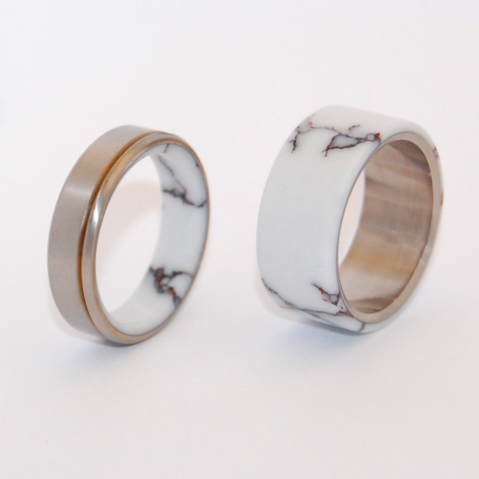 Wild Horse Runs Free | Wild Horse Jasper Stone - Titanium Wedding Ring Set - Minter and Richter Designs