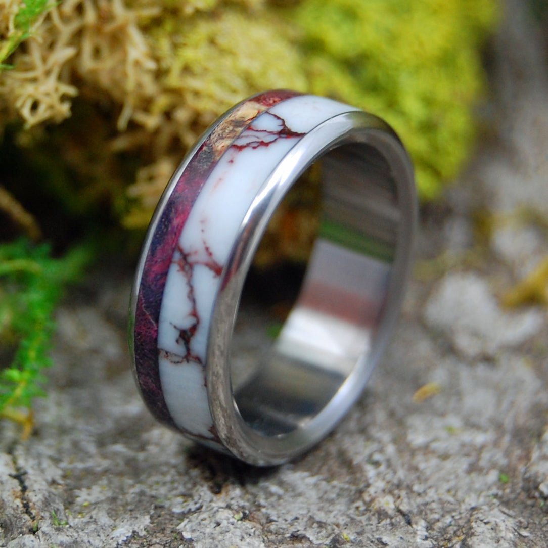 Wild Purple Heart | Men's Purple Heart Wood, Jasper Stone & Titanium Wedding Ring - Minter and Richter Designs