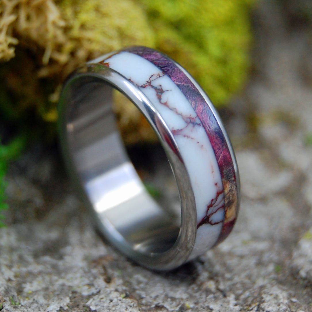 Wild Purple Heart | Men's Purple Heart Wood, Jasper Stone & Titanium Wedding Ring - Minter and Richter Designs