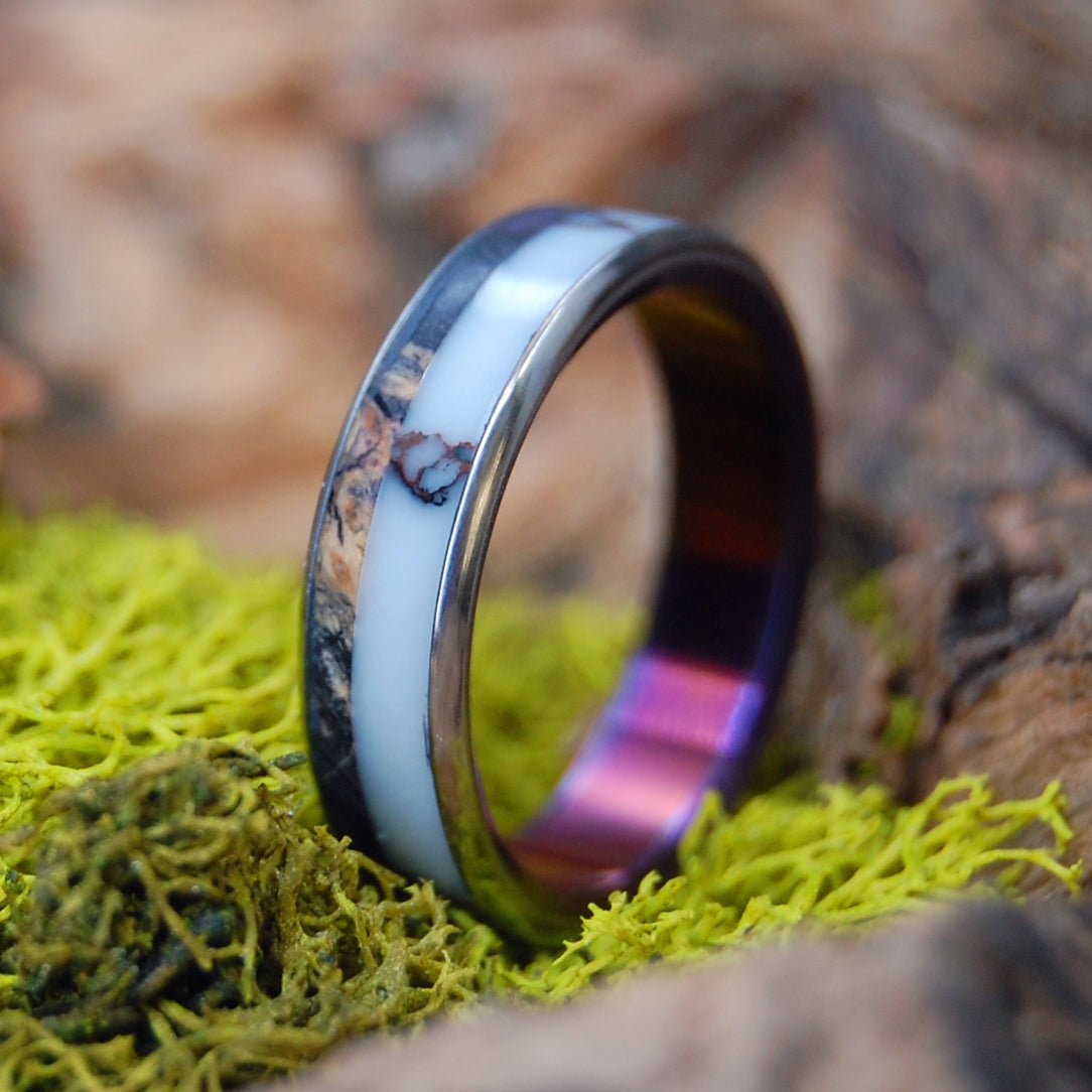 Wild & Purple | Men's Purple Box Elder, Wild Horse Jasper & Titanium Wedding Ring - Minter and Richter Designs