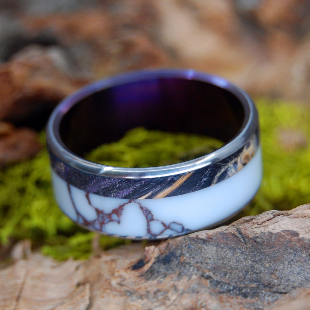 Wild & Purple | Men's Purple Box Elder, Wild Horse Jasper & Titanium Wedding Ring - Minter and Richter Designs