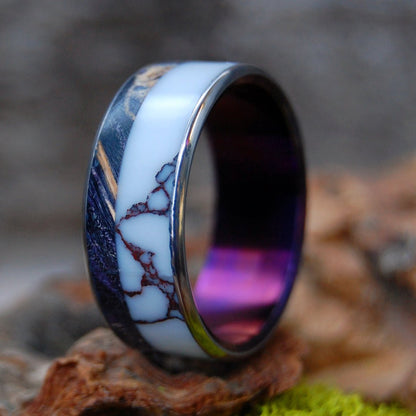 Wild & Purple | Men's Purple Box Elder, Wild Horse Jasper & Titanium Wedding Ring - Minter and Richter Designs