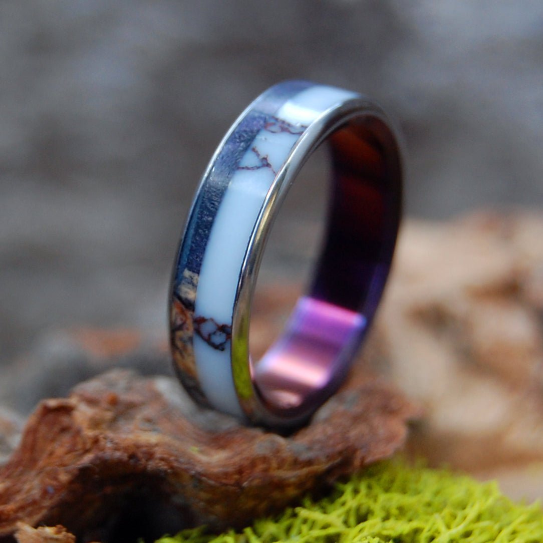 Wild & Purple | Men's Purple Box Elder, Wild Horse Jasper & Titanium Wedding Ring - Minter and Richter Designs