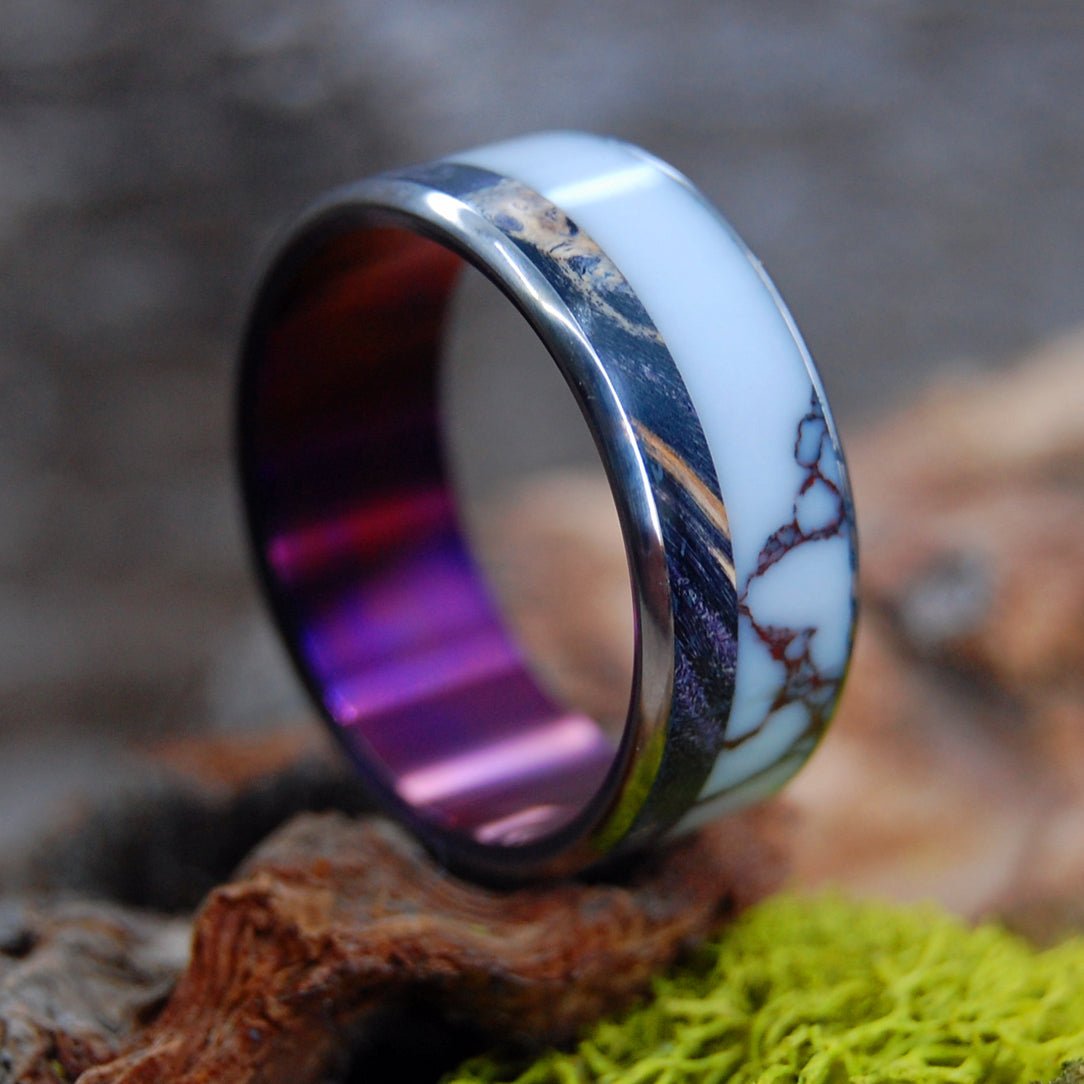 Wild & Purple | Men's Purple Box Elder, Wild Horse Jasper & Titanium Wedding Ring - Minter and Richter Designs