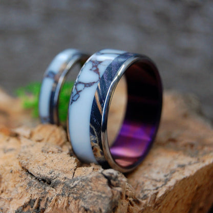 Wild & Purple | Purple Box Elder & Wild Horse Jasper Titanium Wedding Ring - Minter and Richter Designs