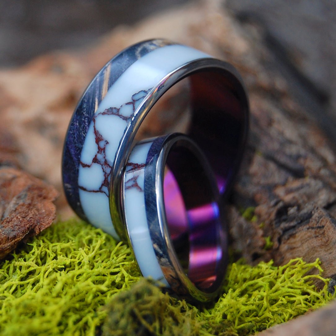 Wild & Purple | Purple Box Elder & Wild Horse Jasper Titanium Wedding Ring - Minter and Richter Designs