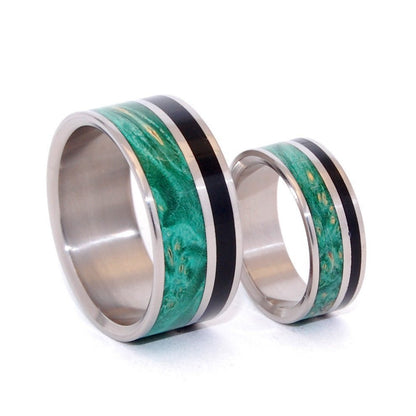 Wits That Do Agree | Horn And Wood Titanium Wedding Ring Set - Minter and Richter Designs