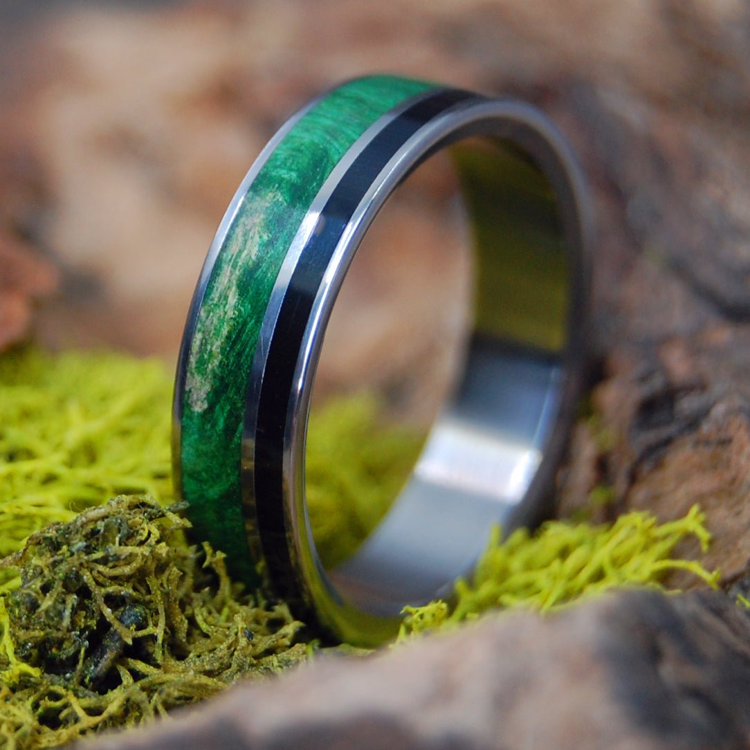 Wits That Do Agree | Men's Horn, Wood & Titanium Wedding Ring - Minter and Richter Designs