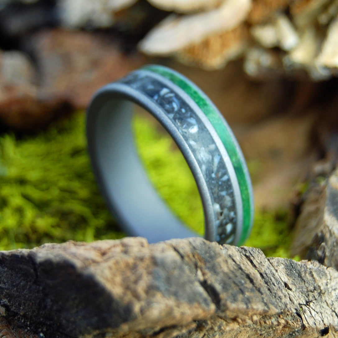 CREATURES OF THE WOODS I Elk Ivory, Wolf Teeth, Bear Claw, Lava and Wood Wedding Rings - Minter and Richter Designs