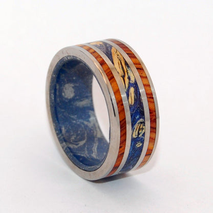 World Of Love | Men's Blue Box Elder Wood, Cocobolo Wood & Titanium Wedding Ring - Minter and Richter Designs