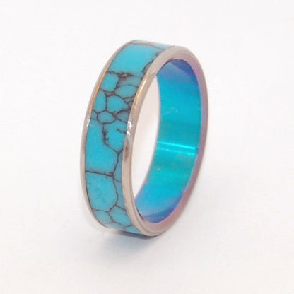 You And Me | Men's Turquoise & Anodized Titanium Wedding Ring - Minter and Richter Designs