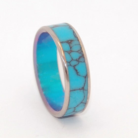 You And Me | Men's Turquoise & Anodized Titanium Wedding Ring - Minter and Richter Designs