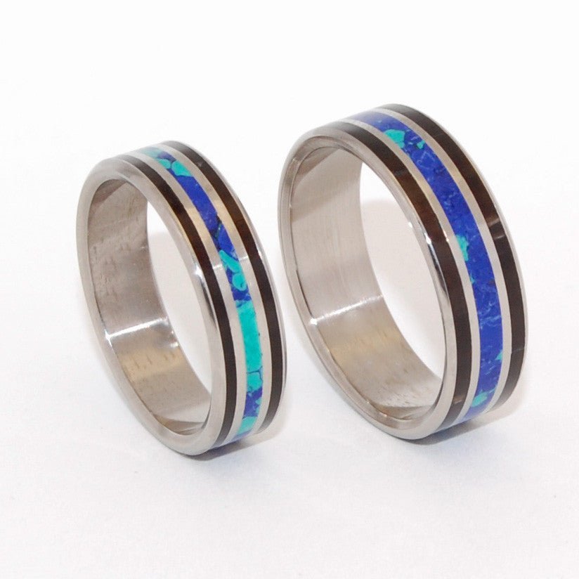 You Are My Most Rational Thought | His And Hers Stone And Horn - Titanium Wedding Ring Set - Minter and Richter Designs