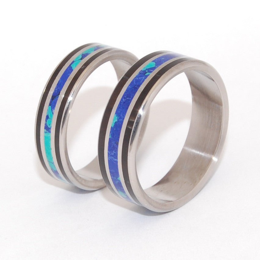 You Are My Most Rational Thought | His And Hers Stone And Horn - Titanium Wedding Ring Set - Minter and Richter Designs