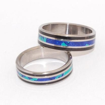 You Are My Most Rational Thought | His And Hers Stone And Horn - Titanium Wedding Ring Set - Minter and Richter Designs