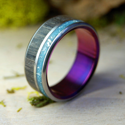 Your Personal Rocks Or Sand Purple | Men's Irish Bog Oak, Rocks or Sand, & Titanium Wedding Ring - Minter and Richter Designs