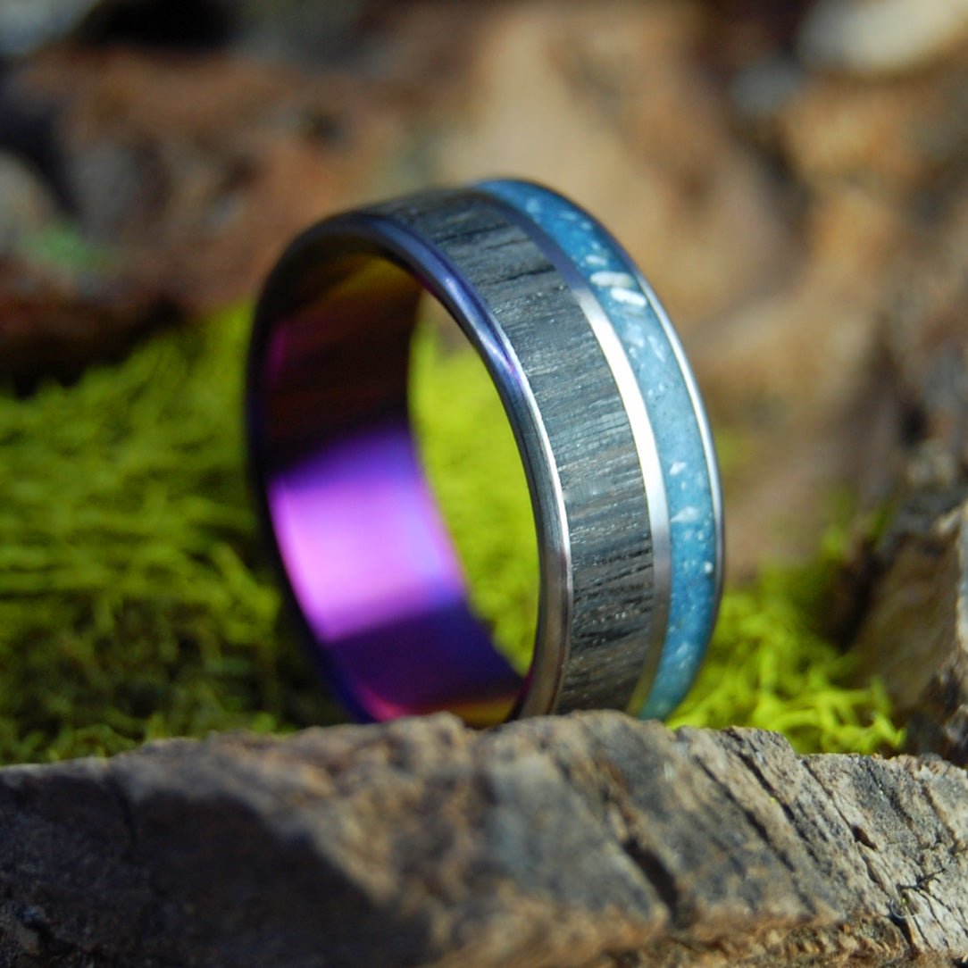 Your Personal Rocks Or Sand Purple | Men's Irish Bog Oak, Rocks or Sand, & Titanium Wedding Ring - Minter and Richter Designs