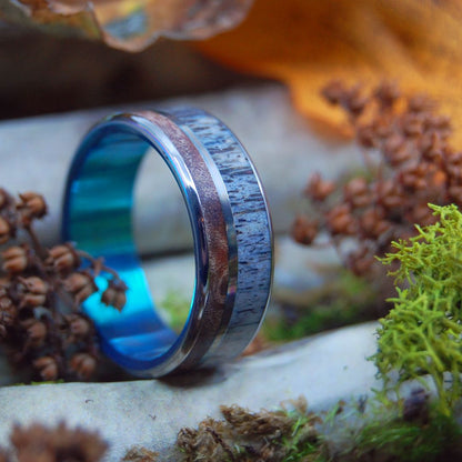 SUGAR SHACK | Moose Antler & Sugar Maple Titanium Wedding Rings - Minter and Richter Designs