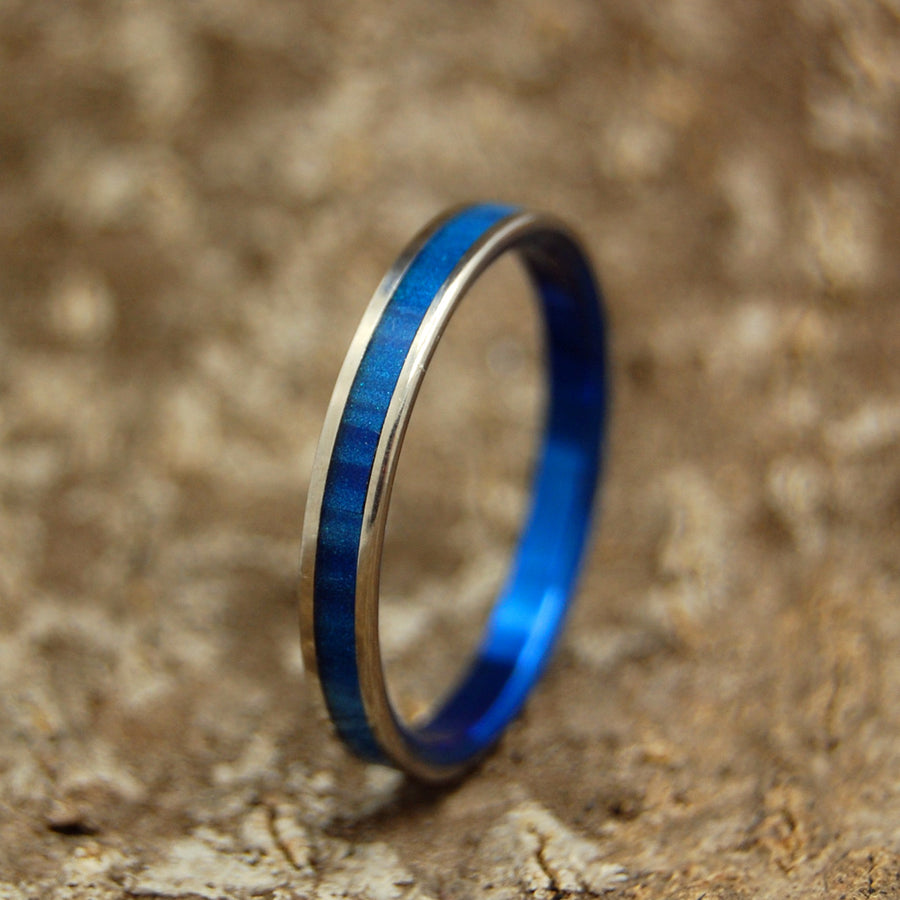 SAPPHIRE BLUE | Blue Marbled Resin Titanium Wedding Rings