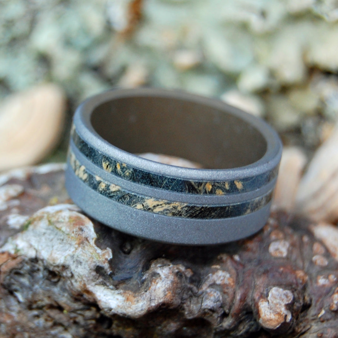 AND BAM! | Titanium and Box Elder Wood Wedding Rings - Minter and Richter Designs