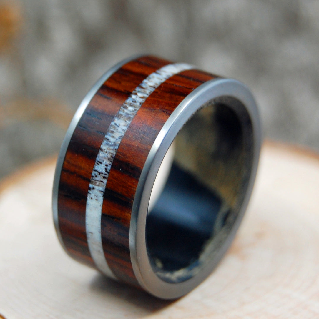 MOOSE ON THE MOORS | Antler & Wood Titanium Wedding Ring - Minter and Richter Designs