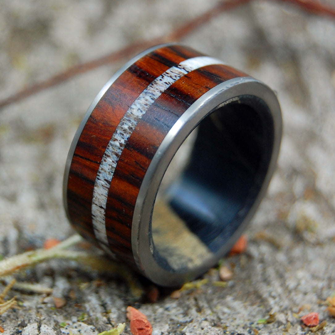 MOOSE ON THE MOORS | Antler & Wood Titanium Wedding Ring - Minter and Richter Designs