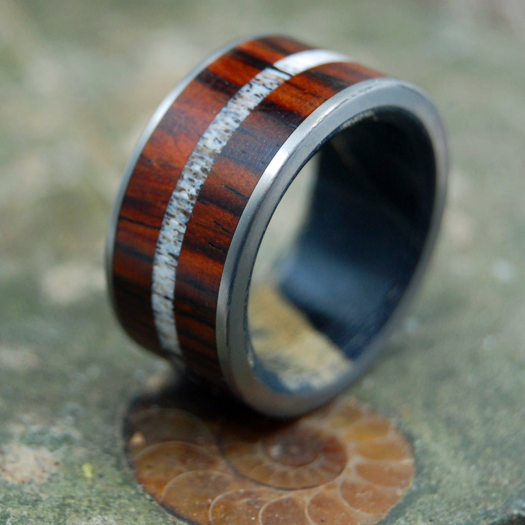 MOOSE ON THE MOORS | Antler & Wood Titanium Wedding Ring - Minter and Richter Designs