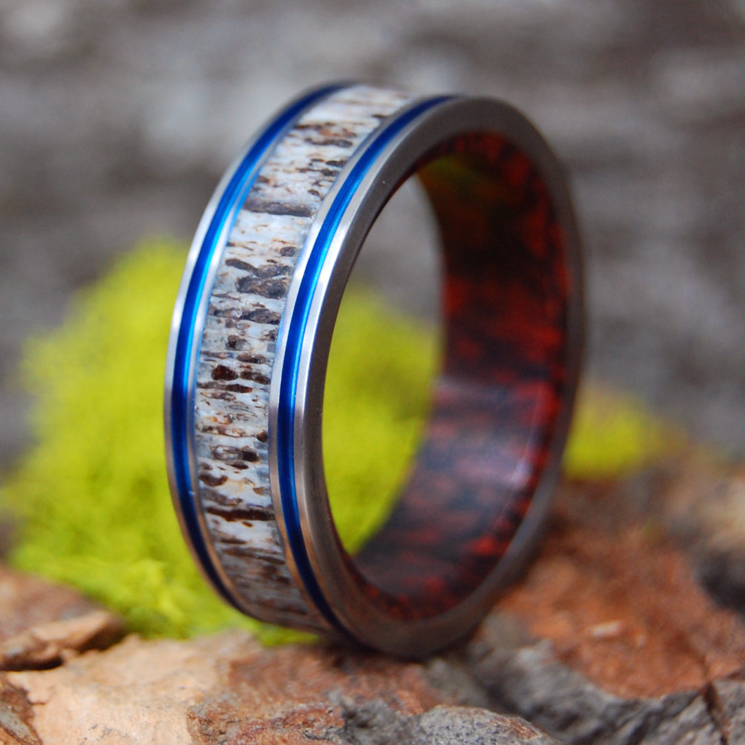 MOOSE RIDER | Moose Antler & Mokume Gane - Unique Wedding Rings - Minter and Richter Designs