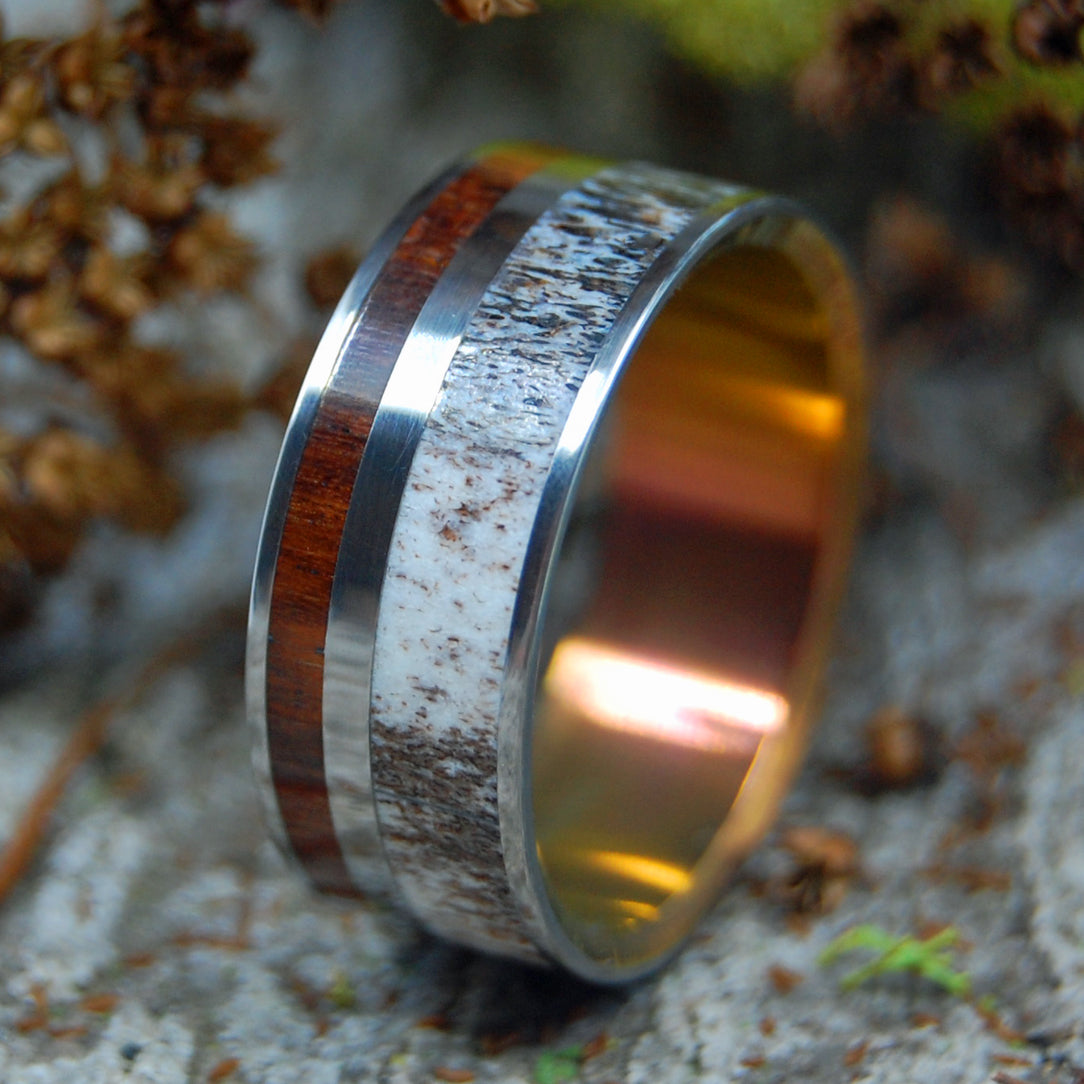 MOOSE AT SUNSET | Antler & Wood Titanium Mens Rings - Minter and Richter Designs