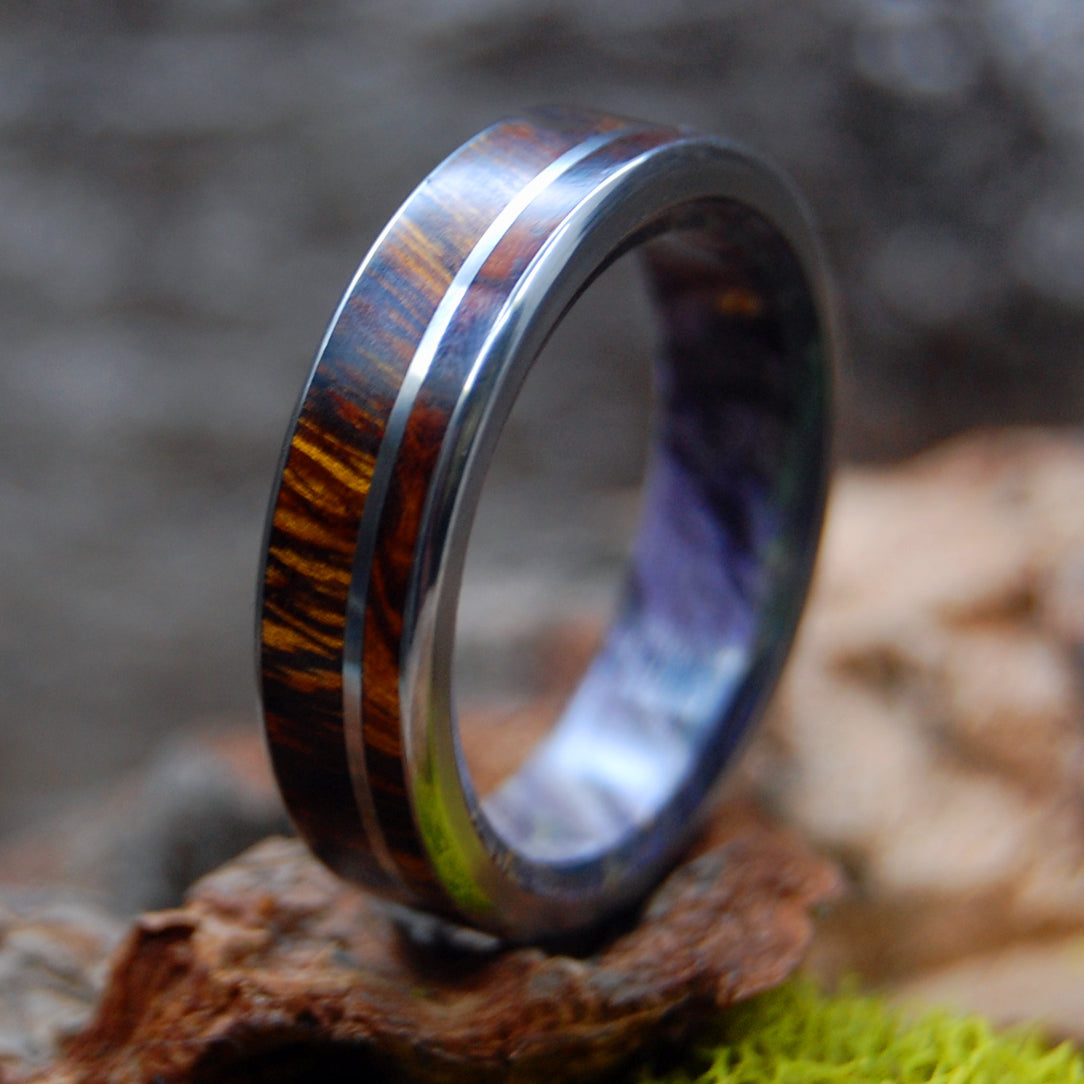 MAZANITA PURPLE | Purple Box Elder Wood & Mazanita Wood - Titanium Wedding Ring - Minter and Richter Designs